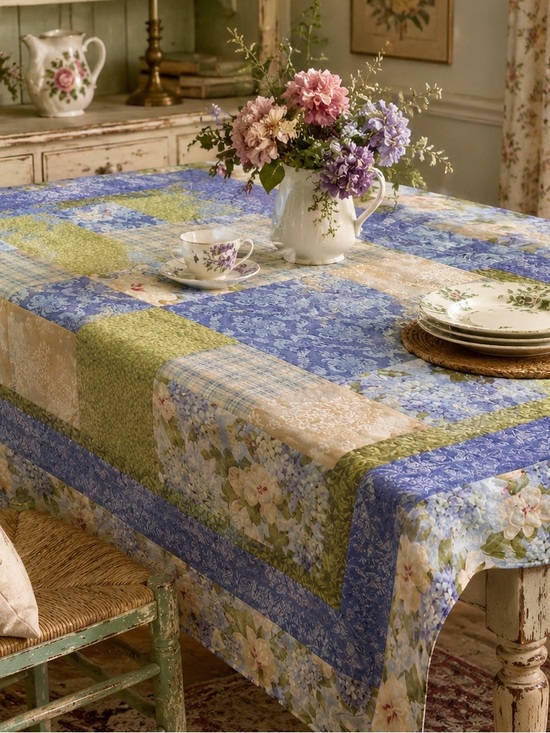 Other - Handmade Quilted Tablecloth Cottage Garden Floral Patchwork 60x49